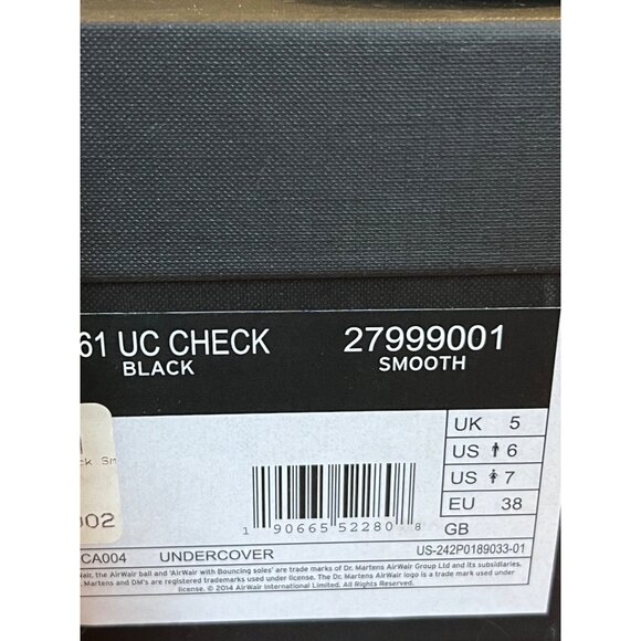 DOC MARTENS1461 UNDERCOVER MADE IN ENGLAND LEATHER OXFORD SHOES - NWT Size US 7 - Picture 9 of 9